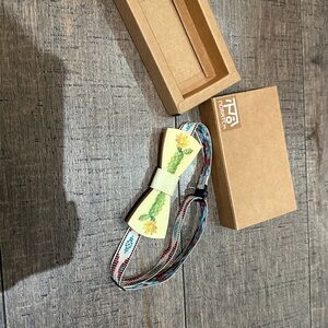 Leather bow tie with cactus illustration